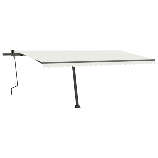 Toldo retráctil manual con luz LED crema 500x350 cm