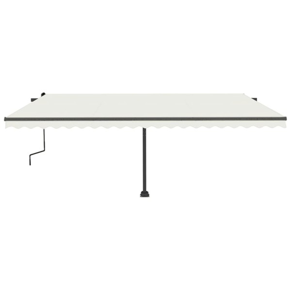Toldo retráctil manual con luz LED crema 500x350 cm