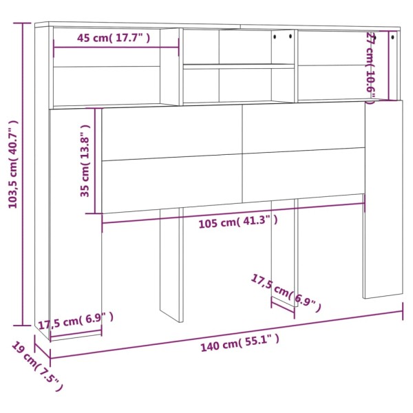 Mueble cabecero blanco 140x19x103,5 cm Mueble cabecero blanco 140x19x103,5 cm