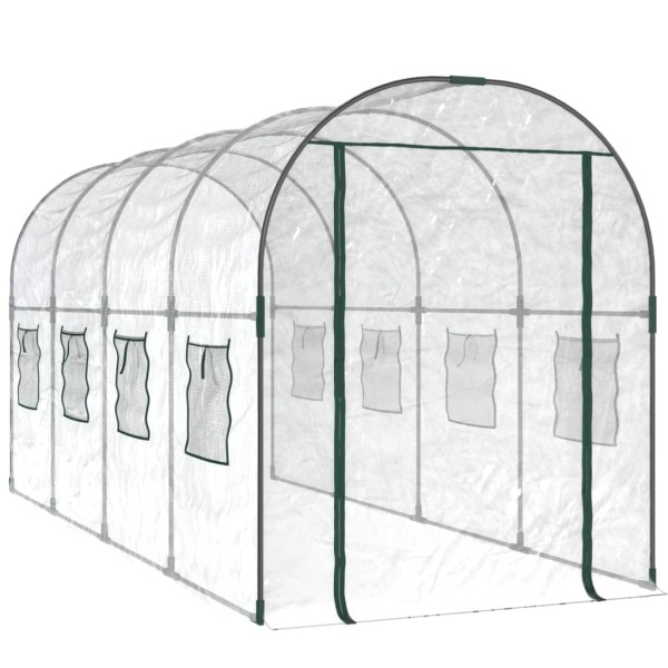 Invernadero PVC acero pintado polvo transparente 160x400x190cm Invernadero PVC acero pintado polvo transparente 160x400x190cm