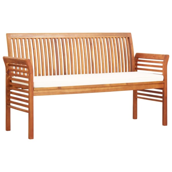 Banco de jardín 3 plazas con cojín madera maciza acacia 150 cm Banco de jardín 3 plazas con cojín madera maciza acacia 150 cm
