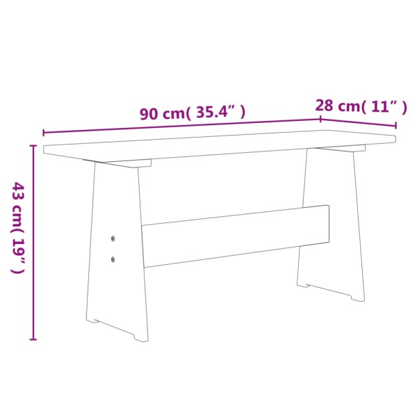 Mesa de comedor con banco madera maciza marrón miel y blanco Mesa de comedor con banco madera maciza marrón miel y blanco