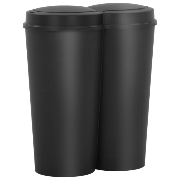Cubo de basura doble negro 50 L Cubo de basura doble negro 50 L