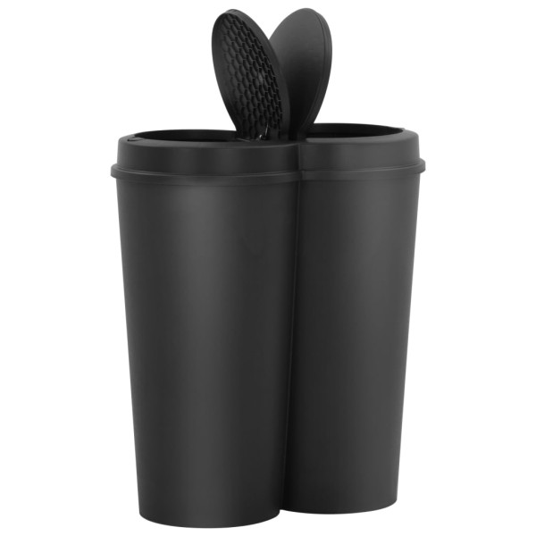 Cubo de basura doble negro 50 L Cubo de basura doble negro 50 L