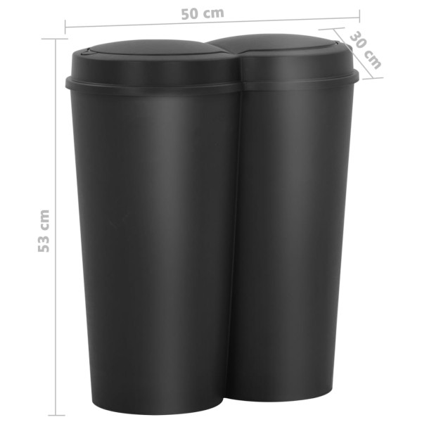 Cubo de basura doble negro 50 L Cubo de basura doble negro 50 L