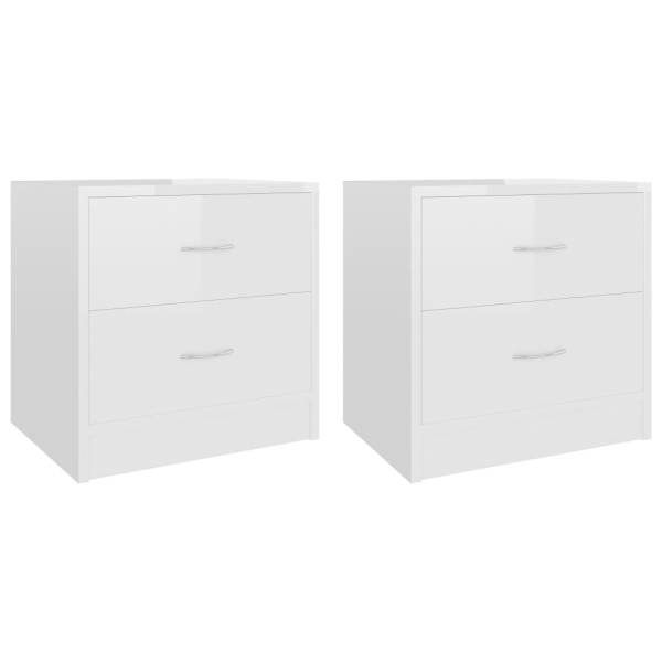 Mesitas de noche 2 uds contrachapada blanco brillo 40x30x40 cm