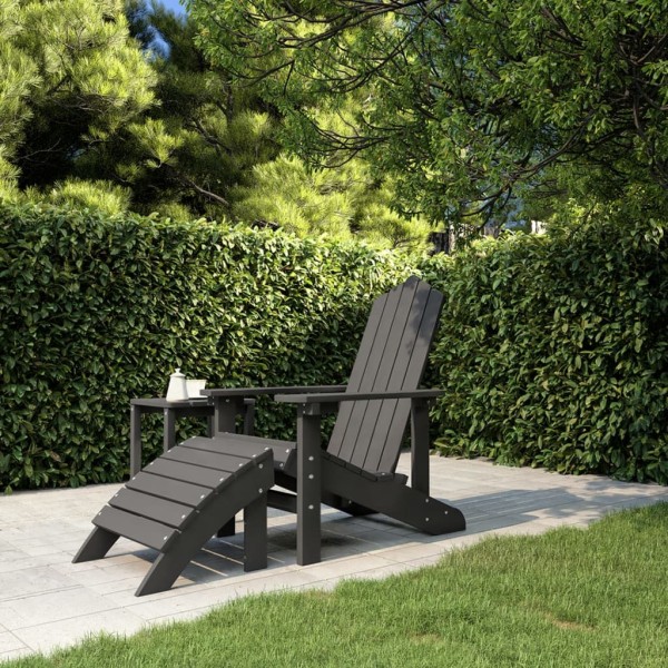 Silla de jardín Adirondack con reposapiés HDPE antracita Silla de jardín Adirondack con reposapiés HDPE antracita
