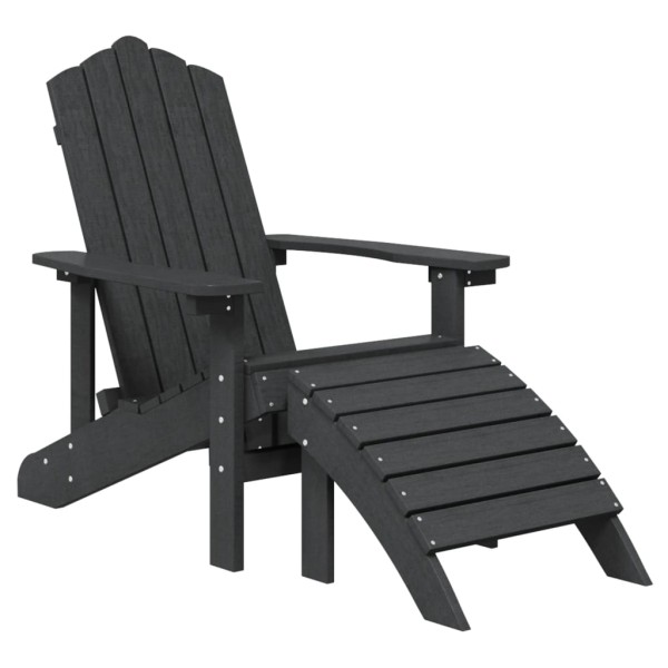 Silla de jardín Adirondack con reposapiés HDPE antracita Silla de jardín Adirondack con reposapiés HDPE antracita