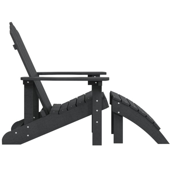 Silla de jardín Adirondack con reposapiés HDPE antracita Silla de jardín Adirondack con reposapiés HDPE antracita