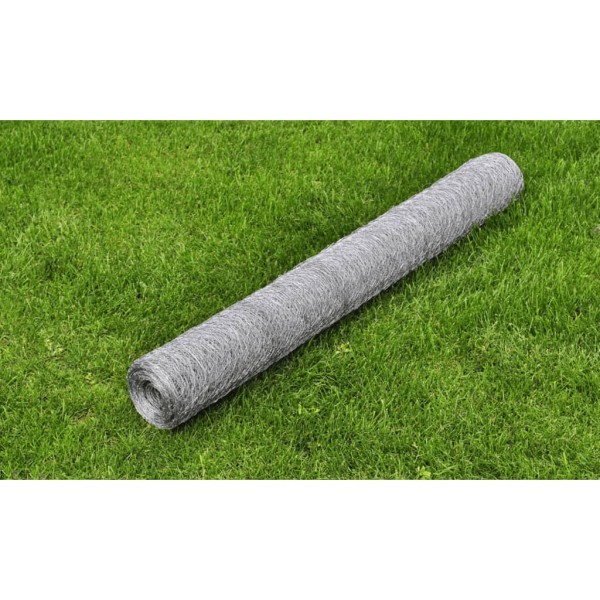 Malla de alambre hexagonal acero galvanizado plateado 1x25 m Malla de alambre hexagonal acero galvanizado plateado 1x25 m
