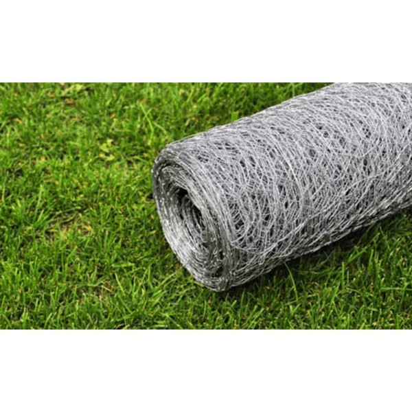 Malla de alambre hexagonal acero galvanizado plateado 1x25 m Malla de alambre hexagonal acero galvanizado plateado 1x25 m