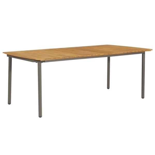 Mesa de jardín madera maciza de acacia y acero 200x100x72 cm Mesa de jardín madera maciza de acacia y acero 200x100x72 cm