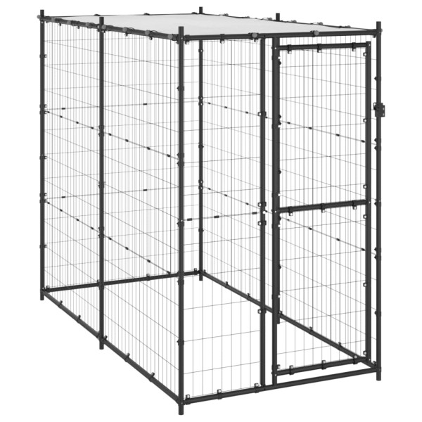 Perrera de exterior de acero con techo 110x220x180 cm Perrera de exterior de acero con techo 110x220x180 cm