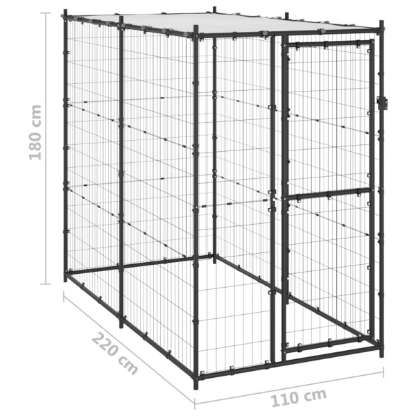 Perrera de exterior de acero con techo 110x220x180 cm Perrera de exterior de acero con techo 110x220x180 cm