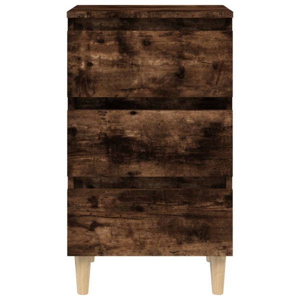 Mesita de noche patas madera maciza roble ahumado 40x35x69 cm Mesita de noche patas madera maciza roble ahumado 40x35x69 cm