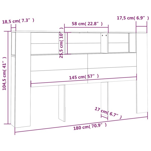 Mueble cabecero color roble Sonoma 180x18,5x104,5 cm Mueble cabecero color roble Sonoma 180x18,5x104,5 cm