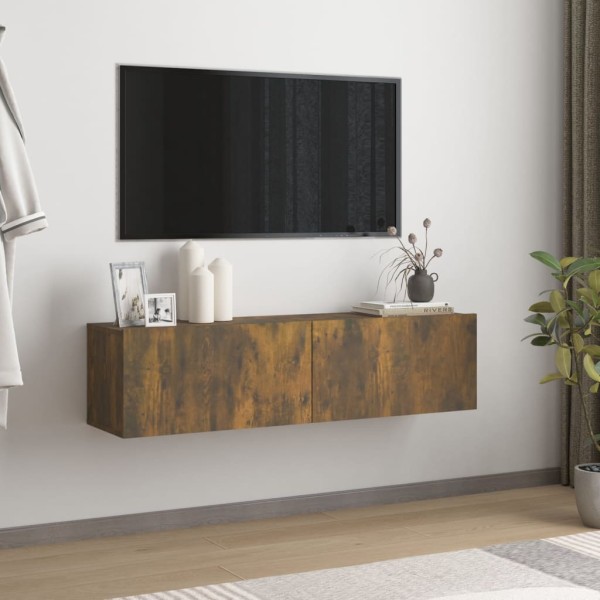 Mueble de pared TV contrachapado roble ahumado 120x30x30 cm Mueble de pared TV contrachapado roble ahumado 120x30x30 cm