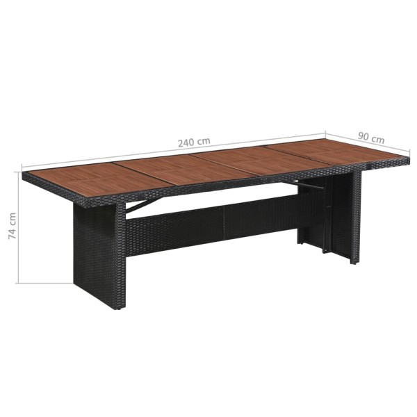 Mesa de jardín ratán sintético madera acacia maciza 240x90x74cm Mesa de jardín ratán sintético madera acacia maciza 240x90x74cm