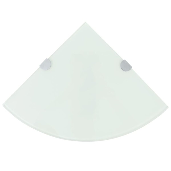 Estante de esquina con soportes cromados vidrio blanco 25x25 cm Estante de esquina con soportes cromados vidrio blanco 25x25 cm