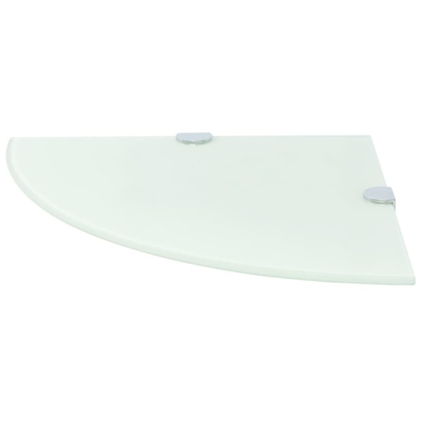 Estante de esquina con soportes cromados vidrio blanco 25x25 cm Estante de esquina con soportes cromados vidrio blanco 25x25 cm