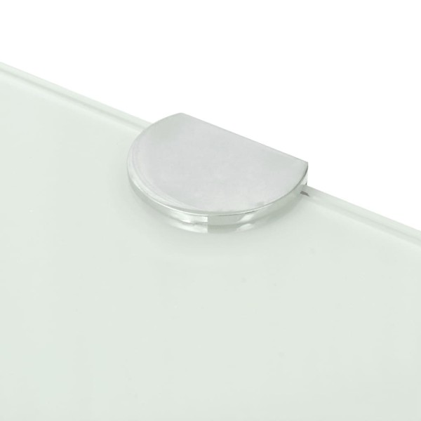 Estante de esquina con soportes cromados vidrio blanco 25x25 cm Estante de esquina con soportes cromados vidrio blanco 25x25 cm