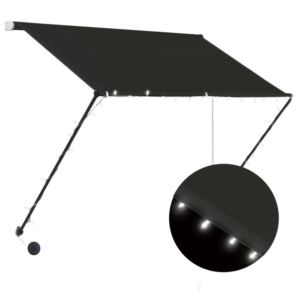 Toldo retráctil con LED gris antracita 150x150 cm Toldo retráctil con LED gris antracita 150x150 cm