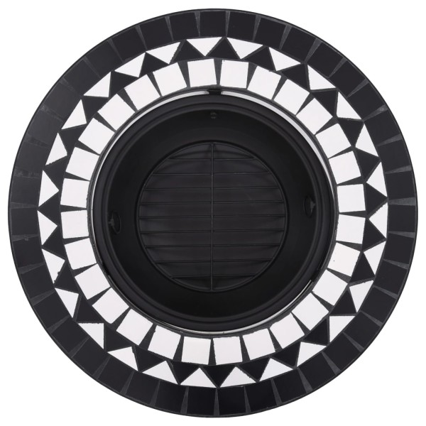vidaXl Brasero de mosaico cerámica negro y blanco 68 cm vidaXl Brasero de mosaico cerámica negro y blanco 68 cm
