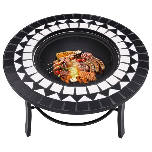 vidaXl Brasero de mosaico cerámica negro y blanco 68 cm vidaXl Brasero de mosaico cerámica negro y blanco 68 cm