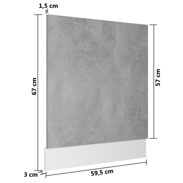 Panel para lavavajillas contrachapada gris hormigón 59,5x3x67cm Panel para lavavajillas contrachapada gris hormigón 59,5x3x67cm