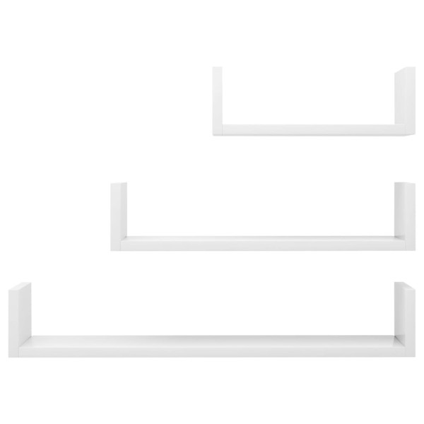Estantes de pared 3 pzas madera contrachapada blanco brillante Estantes de pared 3 pzas madera contrachapada blanco brillante