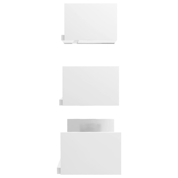 Estantes de pared 3 pzas madera contrachapada blanco brillante Estantes de pared 3 pzas madera contrachapada blanco brillante