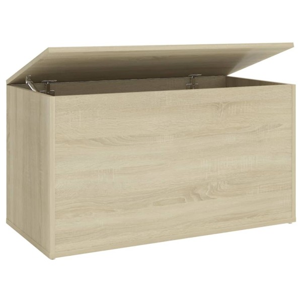 Baúl de almacenaje madera contrachapada color roble 84x42x46cm Baúl de almacenaje madera contrachapada color roble 84x42x46cm