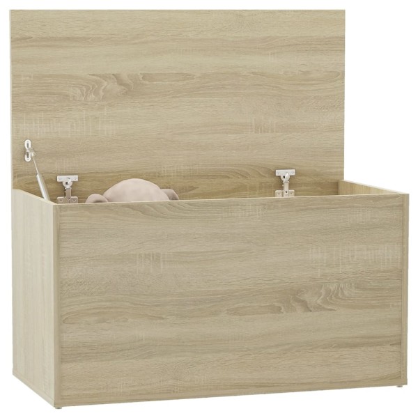 Baúl de almacenaje madera contrachapada color roble 84x42x46cm Baúl de almacenaje madera contrachapada color roble 84x42x46cm
