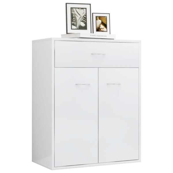 Aparador de madera contrachapada blanco brillante 60x30x75 cm Aparador de madera contrachapada blanco brillante 60x30x75 cm