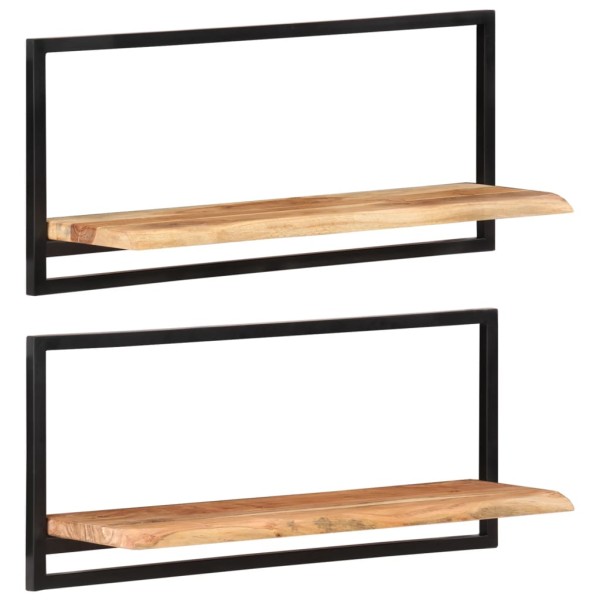 Estantes de pared 2 unidades madera maciza acacia 80x25x35 cm Estantes de pared 2 unidades madera maciza acacia 80x25x35 cm