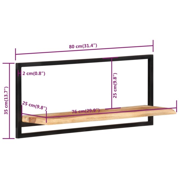 Estantes de pared 2 unidades madera maciza acacia 80x25x35 cm Estantes de pared 2 unidades madera maciza acacia 80x25x35 cm