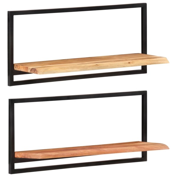 Estantes de pared 2 unidades madera maciza acacia 80x25x35 cm Estantes de pared 2 unidades madera maciza acacia 80x25x35 cm