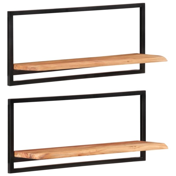 Estantes de pared 2 unidades madera maciza acacia 80x25x35 cm Estantes de pared 2 unidades madera maciza acacia 80x25x35 cm