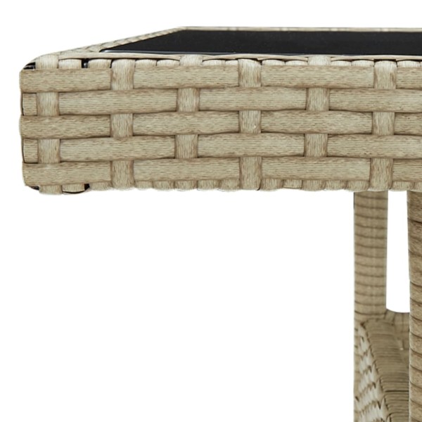 Mesa de comedor de jardín ratán sintético y vidrio beige Mesa de comedor de jardín ratán sintético y vidrio beige