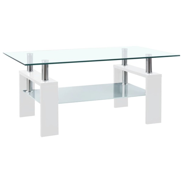 Mesa de centro vidrio templado blanco transparente 95x55x40 cm Mesa de centro vidrio templado blanco transparente 95x55x40 cm