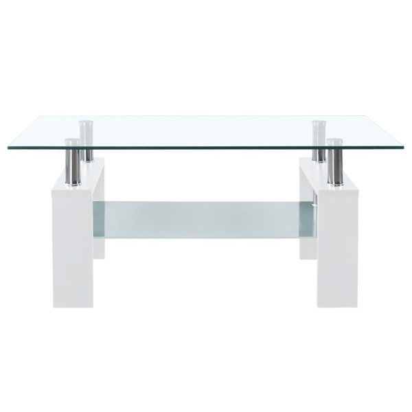 Mesa de centro vidrio templado blanco transparente 95x55x40 cm Mesa de centro vidrio templado blanco transparente 95x55x40 cm