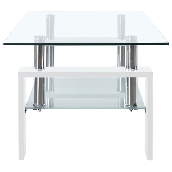 Mesa de centro vidrio templado blanco transparente 95x55x40 cm Mesa de centro vidrio templado blanco transparente 95x55x40 cm