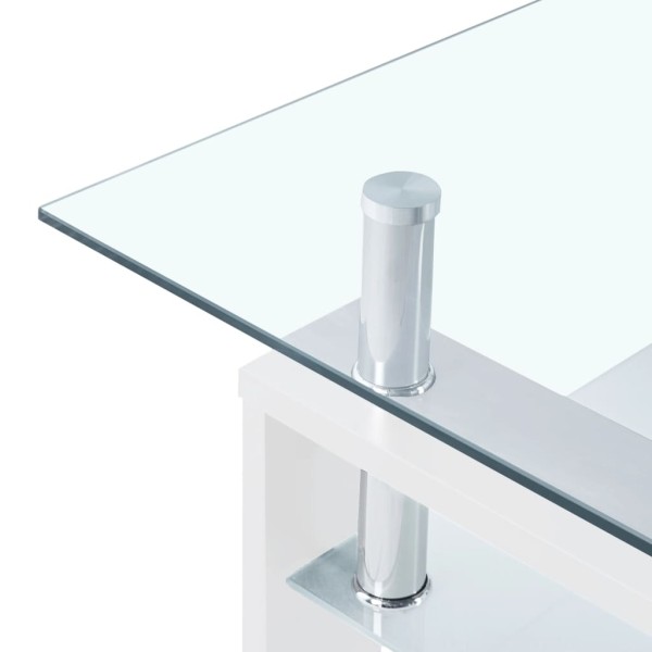 Mesa de centro vidrio templado blanco transparente 95x55x40 cm Mesa de centro vidrio templado blanco transparente 95x55x40 cm